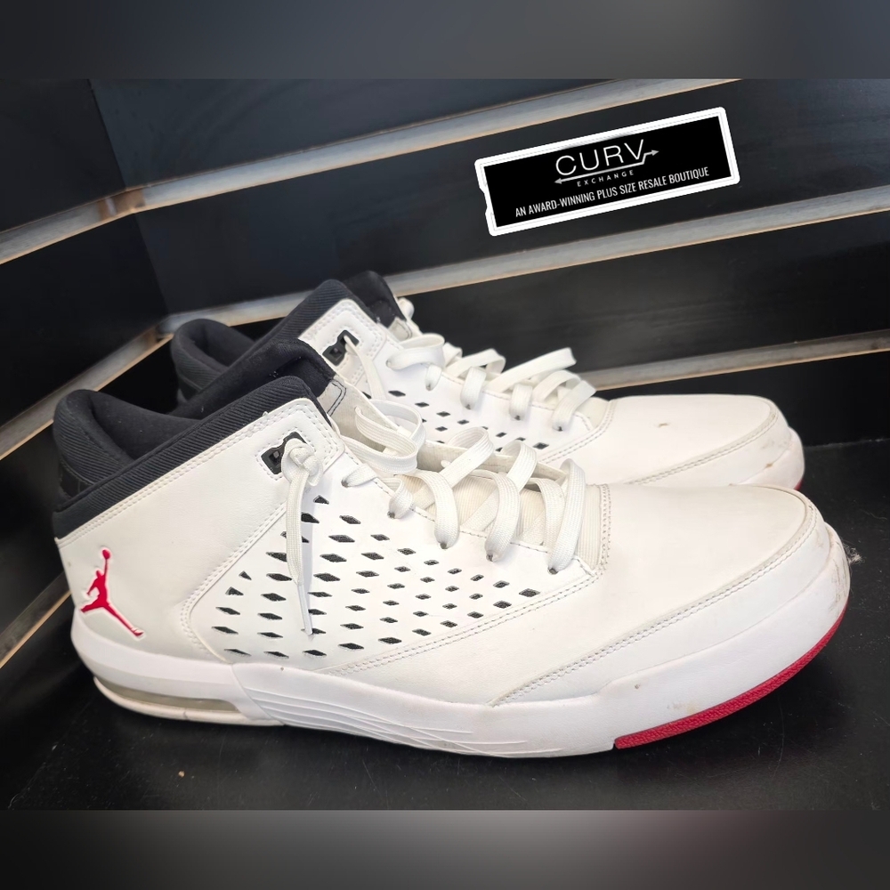 NIKE AIR Jordan Flight Origin 4 sneakers in the white, gym red, and black SZ 15